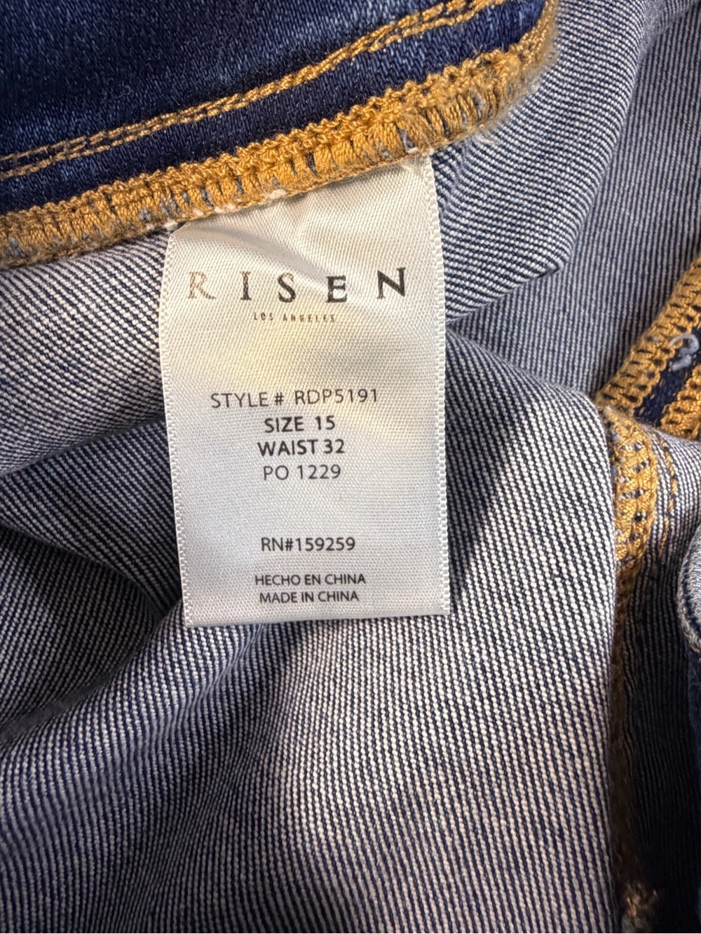 Risen Womens Sz 15 / 32 Straight Cropped High Rise Stretch Denim No Distress - Picture 10 of 11